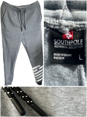South Pole Gray Fleece Jogger Sweatpants with Drawstring